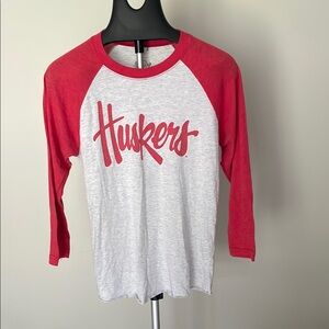 Huskers Red and Gray Raglan Shirt